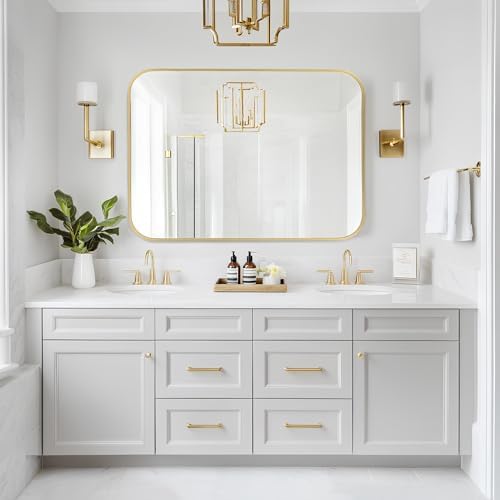 MZON 20x30 Inch Brushed Gold Vanity Mirror