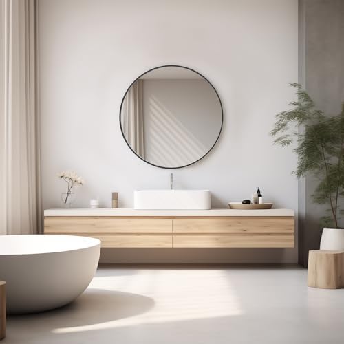 Stylish Round Wall Mirror 24 Inch Black