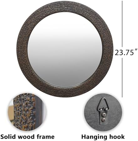 COVLON Round Wall Mirror 2375 x2375 Inch Wood Frame