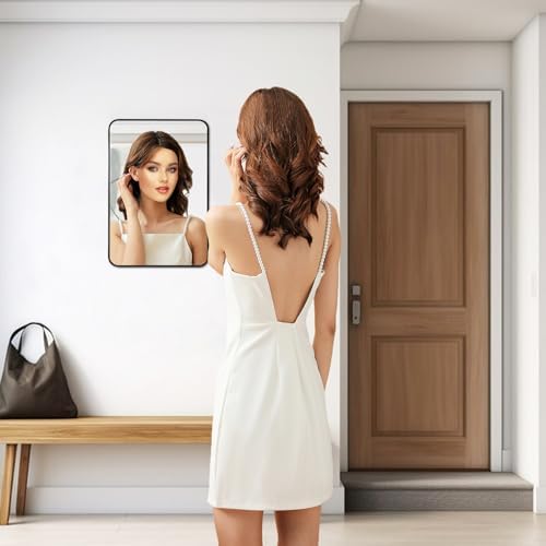 24x32 Black Bathroom Mirror with Brushed Nickel Frame