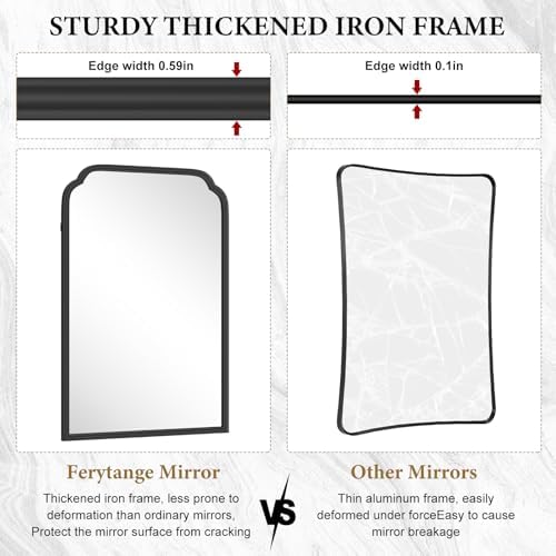 Ferytange 18x24 Inch Black Wall Mirror with Metal Frame 1