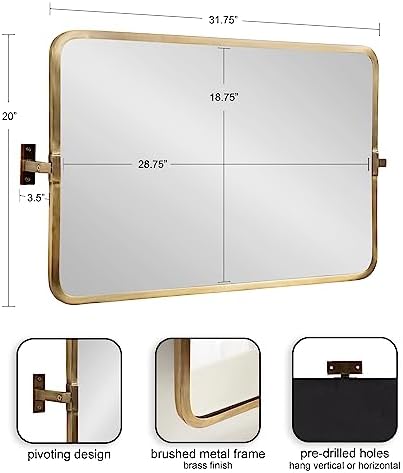 Kate and Laurel Elijah Rectangular Pivot Wall Mirror 38 x 24 Black