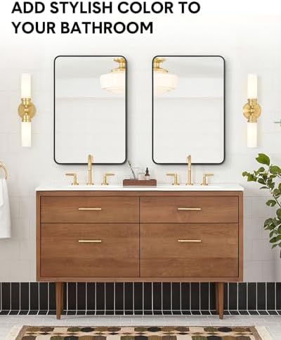 Amyove Black Metal Framed Bathroom Mirror 24X36 Inch