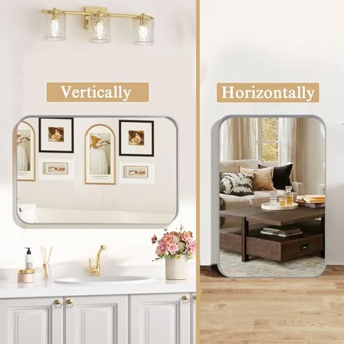 MODCART 28x36 Inch Silver Wall-Mounted Mirror