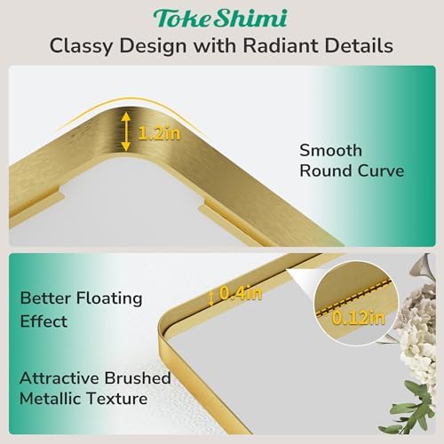 Tokeshimi 48x24 Brushed Gold Bathroom Mirror 1