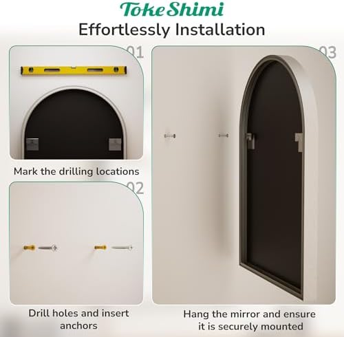 TokeShimi 20x30 Arched Wall Mirror with Tempered Glass