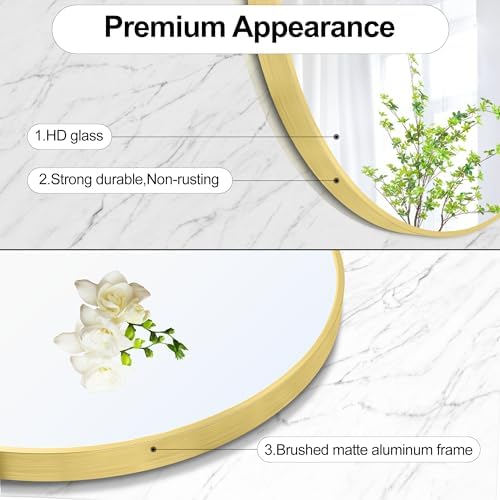 Heymirro Arched Mirror 24x36 Inch Gold Aluminum Frame