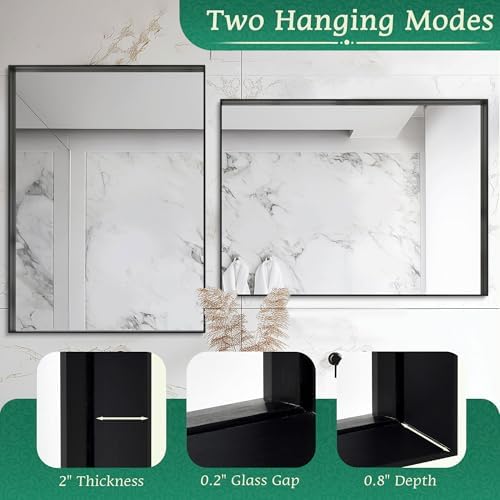 Furnbar Black Rectangle Mirror 22x30 Inch