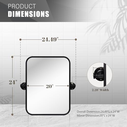 SeekElegant 20 X 24 Pivot Mirror with Black Frame