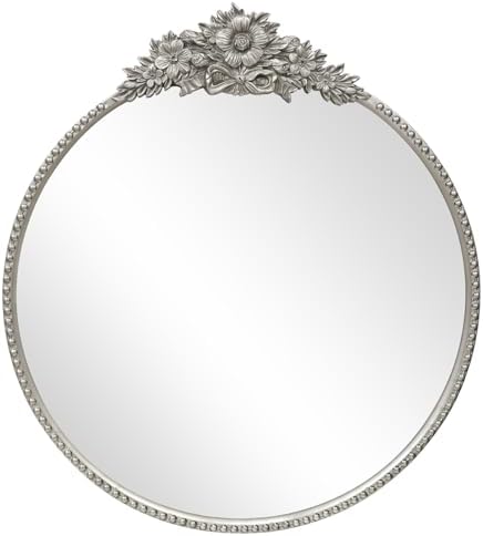 IPOUF Baroque Style 24 Inch Metal Circle Mirror