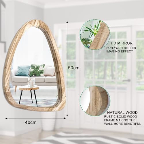 Asymmetrical Wavy Wall Mirror 20x16 Modern Oval Wooden Frame 1