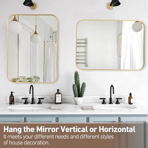 FARMER 16x20 Inch Matte Gold Bathroom Mirror 1