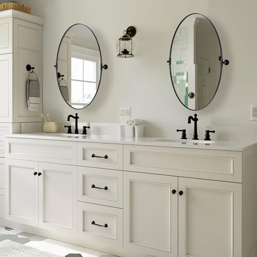 Andy Star Pivot Mirror - Black Oval Wall Mount