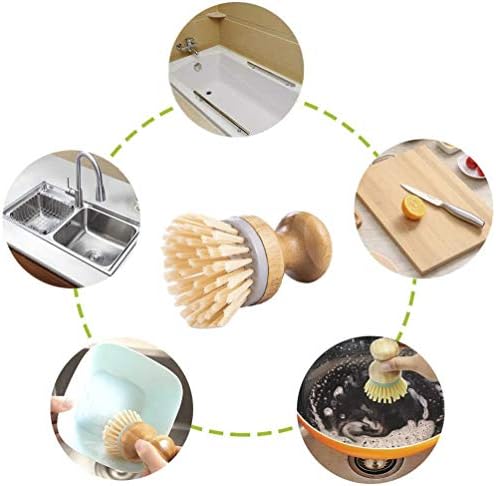 2-Pack Bamboo Cleaning Brushes for Kitchen and Bathroom Use