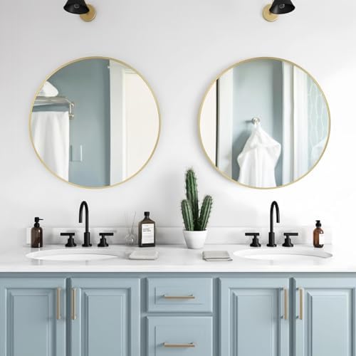 FARMER 24 Inch Gold Circle Mirror for Bathroom and Living Room