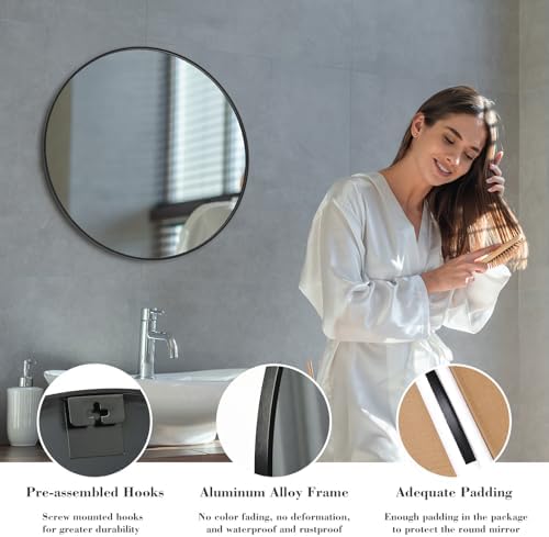 Sweetcrispy 24 Inch Black Round Wall Mirror 1