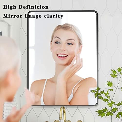 GQJNHUI Rectangular Mirror with Black Aluminum Frame