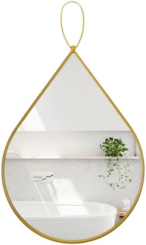 FEUFOAM Teardrop Wall Mirror 16x20 Inches Gold Frame