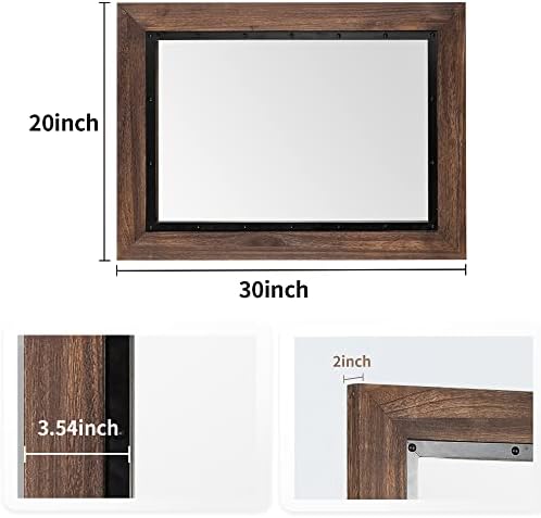 YOSHOOT 30x20 Rustic Wall Mirror Farmhouse Decor