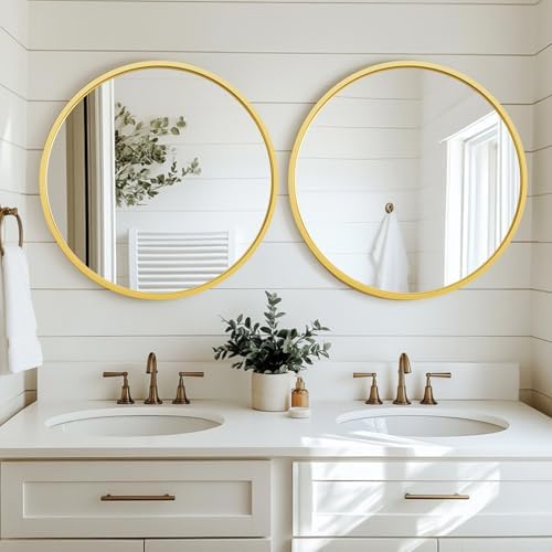 Black 20 Inch Round Wall Mirror with Metal Frame
