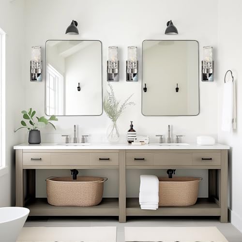 ANDY STAR Modern Wall Mirror 24x36x1 Brushed Nickel Frame