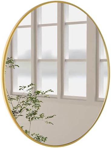 CULER 30 Inch Round Gold Bathroom Mirror