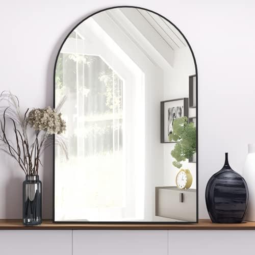 NEUWEABY Arched Wall Mirror 20x30 Black Metal Frame