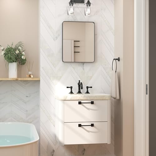 Keonjinn Black Bathroom Mirror 16x20 Rounded Rectangle Farmhouse
