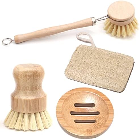 CKANDAY 4-Piece Natural Kitchen Cleaning Brush Set