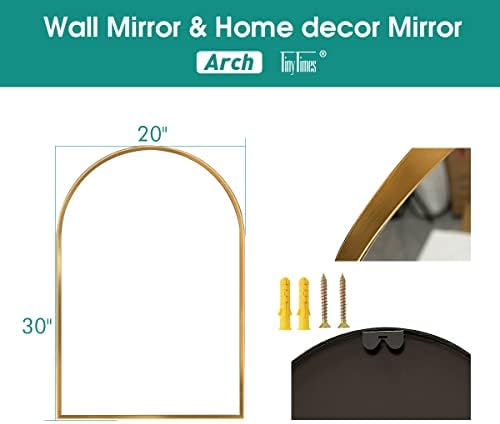 TinyTimes 30x20 Arched Wall Mirror with Gold Frame
