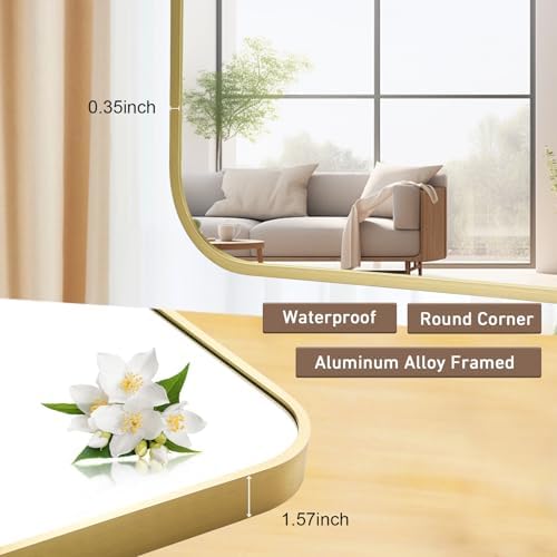 FARMER 16x20 Inch Matte Gold Bathroom Mirror 1