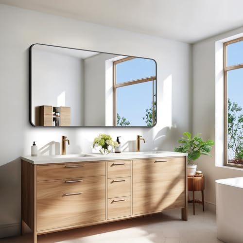 BONEWEI 30x55 Inch Black Rectangle Mirror