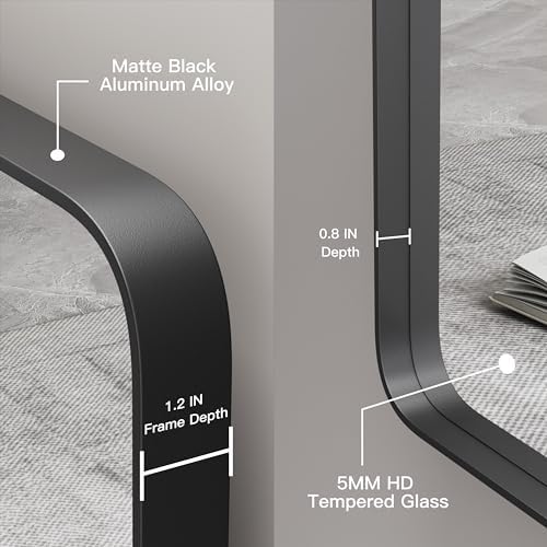 Yamazakura Black Matte Bathroom Mirror 20x16 Inch