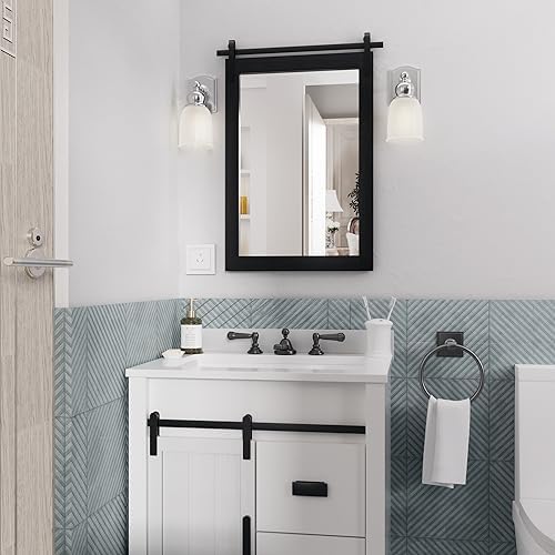 PAIHOME Black Farmhouse Mirror Wall Mount