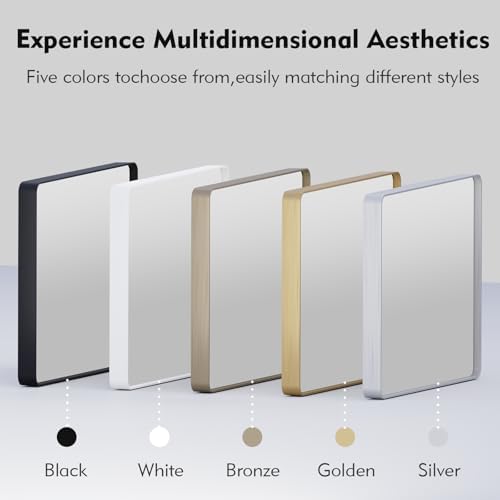 JISOSO Black 22x30 Inch Bathroom Mirror Matte Tempered Glass with Metal Frame