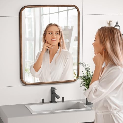 Fun Memories 28x36 Inch Wood Grain Bathroom Vanity Mirror