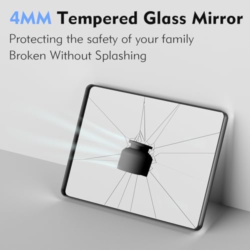 JISOSO Black 22x30 Inch Bathroom Mirror Matte Tempered Glass with Metal Frame