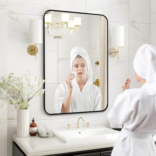 Fabuday Modern Black Matte Metal Wall Mirror - 20x30