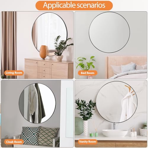 ZenStyle 36 inch Black Circle Wall Mirror with Metal Frame