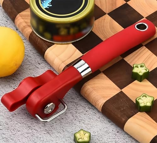Safe Cut Manual Can Opener with Red Design
