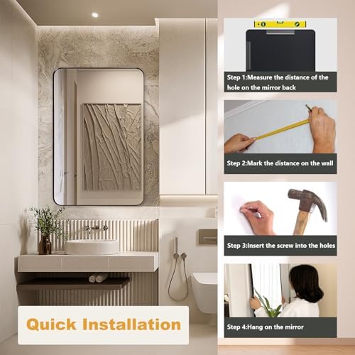 NEWBULIG 24x36 Inch Wall Mounted Vanity Mirror