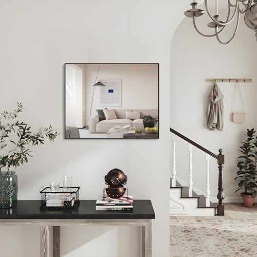 ANYHI Wall Mirror 20x16 Black Aluminum Frame Mirror