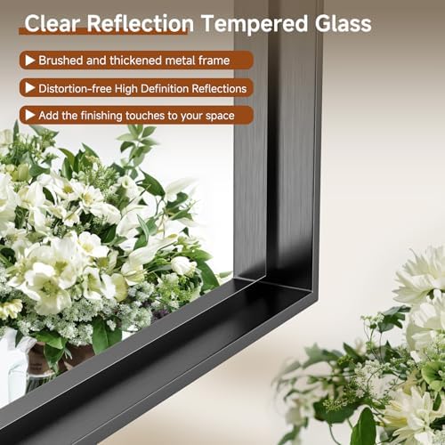 DENRICK 16x20 Inch Matte Black Frame Mirror