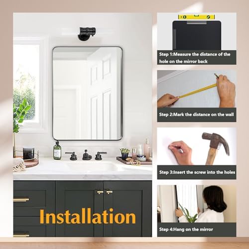 NEWBULIG Round Edge Bathroom Mirror 22x30 Inches 1