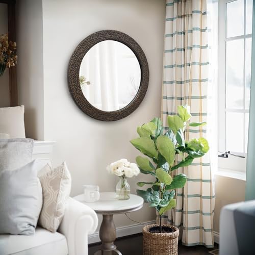 COVLON Round Wall Mirror 2375 x2375 Inch Wood Frame