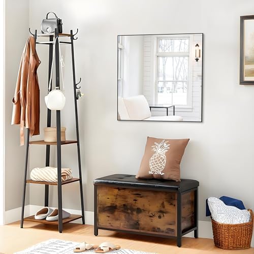 ANYHI 28x28 Black Metal Square Wall Mirror