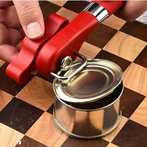 Safe Cut Manual Can Opener with Red Design