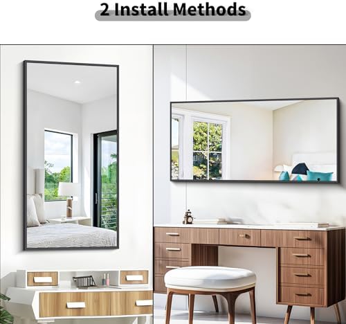 BONEWEI 24x48 Inch Black Wall Mirror