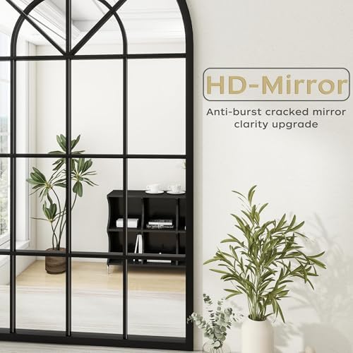 Dewfig Arched Wall Mirror 30x20 Black Iron Frame