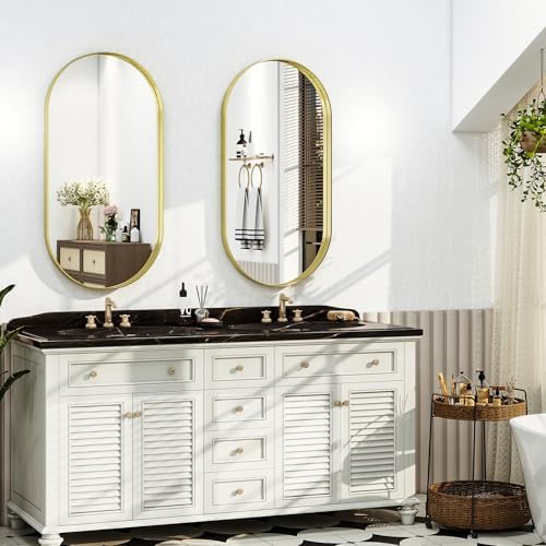 WISSMIELS 22x38 Inch Oval Wall Mirror with Aluminum Frame